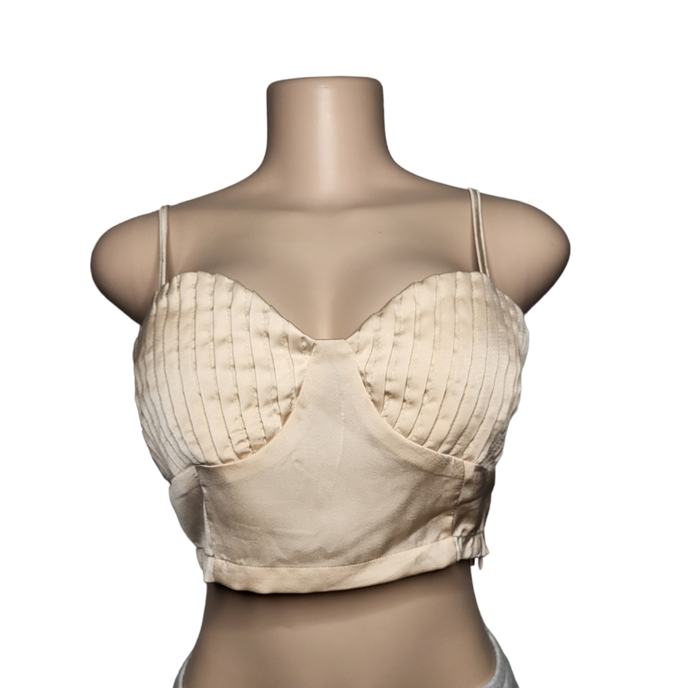 NaaNaa Satin Pleated Bustier Crop Top